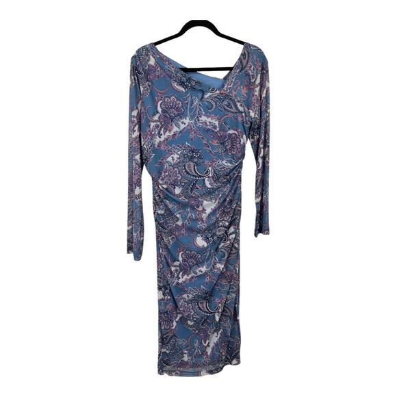 Vince Camuto dress asymmetric neck long sleeve mesh size 16 - Picture 1 of 8